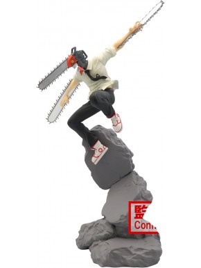 Figura Chainsaw Man de Banpresto de 18 cm sobre roca