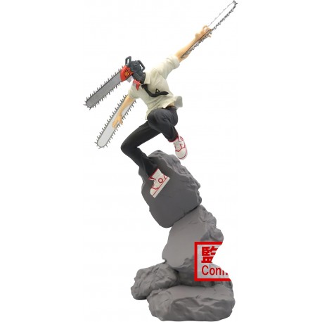 Figura Chainsaw Man de Banpresto de 18 cm sobre roca