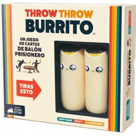 Caixa do jogo de cartas Throw Throw Burrito com burritos de espuma