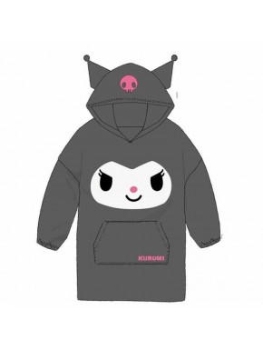 Poncho polaire Kuromi Sanrio en gris pour adultes