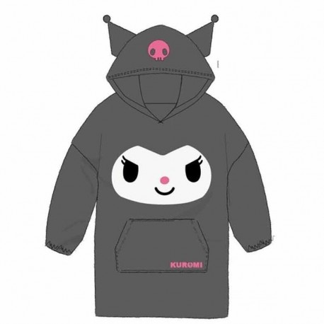 Poncho polar Kuromi Sanrio en color gris para adultos