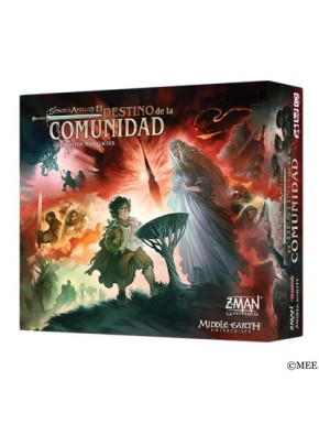 Boîte et composants du jeu de société Le Seigneur des Anneaux