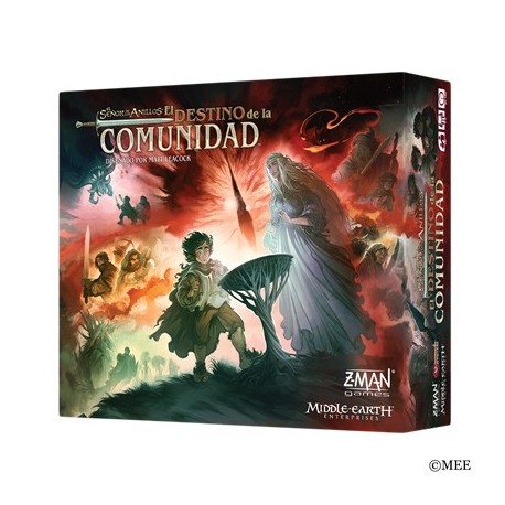 Boîte et composants du jeu de société Le Seigneur des Anneaux