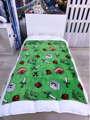 Couverture verte avec design Minecraft 110x150cm