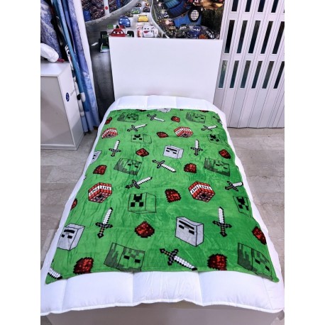 Couverture verte avec design Minecraft 110x150cm