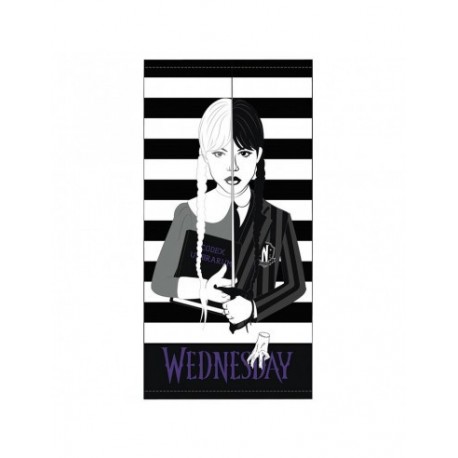 Serviette Mercredi 100x140cm avec design noir et blanc