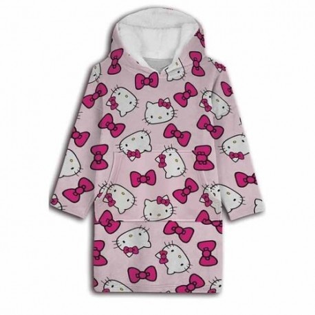 Poncho polar Hello Kitty con estampado y capucha para adultos