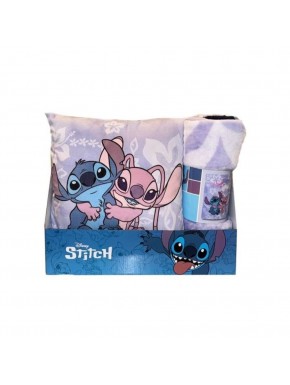 Set de manta y cojín con diseño de Stitch y Angel Disney