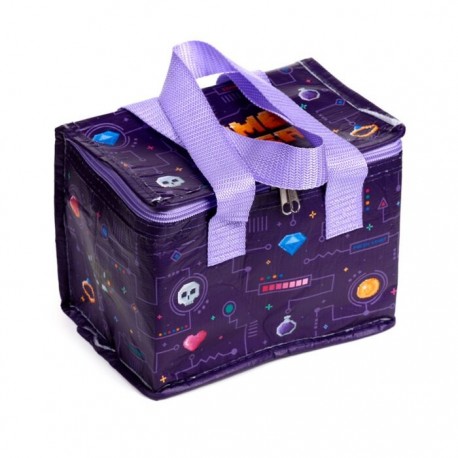 Bolsa refrigerante Game Over con diseño pixelado