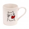 Taza grande de Gres con Gato y Corazón, 300 ml