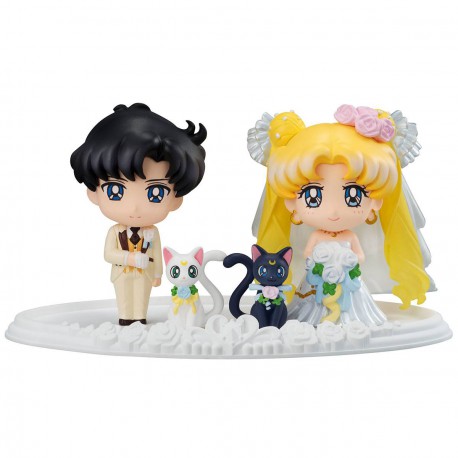 Set 2 Figuras Sailor Moon Petit Chara Happy Wedding 6 cm