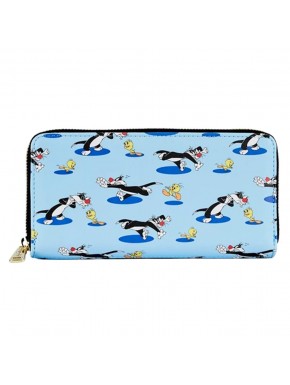 Cartera azul de Piolín y Silvestre Loungefly con diseño de personajes