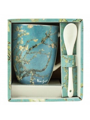 Taza de cerámica con cuchara, diseño Los Almendros de Van Gogh