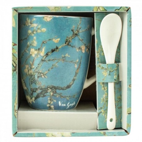 Taza de cerámica con cuchara, diseño Los Almendros de Van Gogh