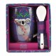 Taza Enesco Koala con cuchara y fondo morado