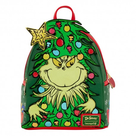 Sac à dos vert avec design de Noël Grinch de Dr. Seuss par Loungefly