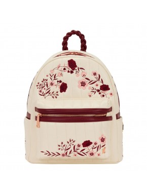 Sac à dos Loungefly crème et rouge avec motif floral