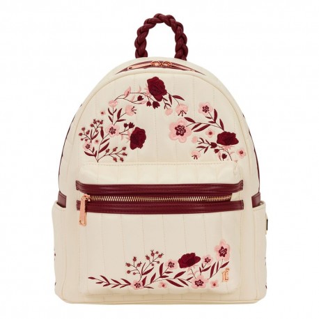 Sac à dos Loungefly crème et rouge avec motif floral