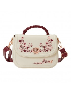 Sac bandoulière Loungefly crème avec détails floraux bordeaux
