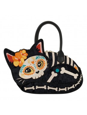 Sac Loungefly avec design de chat squelette du Jour des Morts