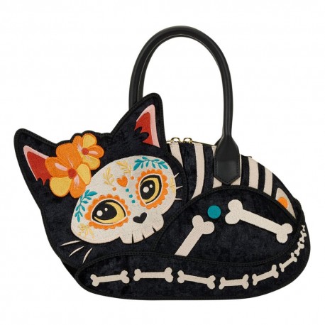 Sac Loungefly avec design de chat squelette du Jour des Morts