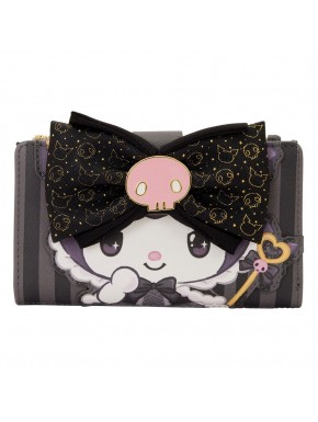Portefeuille Kuromi Sanrio 20ème anniversaire avec nœud et rayures