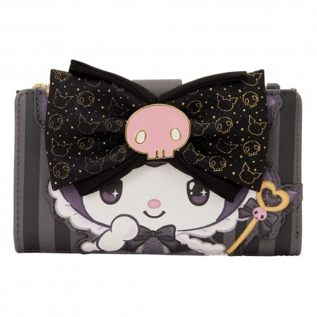 Portefeuille Kuromi Sanrio 20ème anniversaire avec nœud et rayures