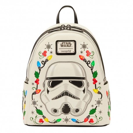 Sac à dos mini Stormtrooper Holiday Star Wars par Loungefly en blanc avec un design de vacances.