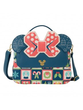 Sac bandoulière Disney bleu avec imprimé festif Mickey et Minnie