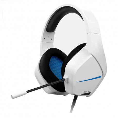 Casque gaming Krom Kopa Move blanc bleu avec microphone