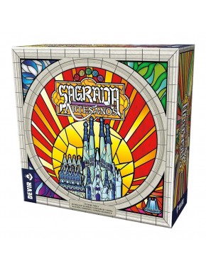 Boîte de jeu de société Sagrada Artisans avec design de vitraux