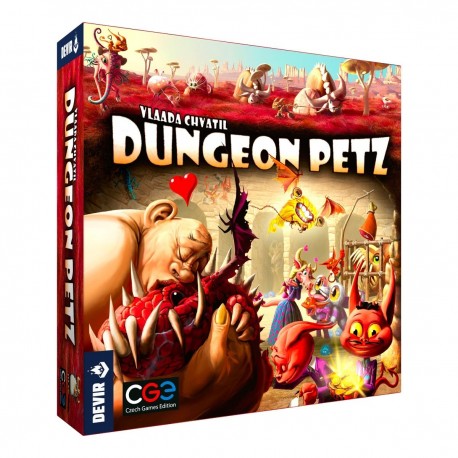 Boîte et composants du jeu de société Dungeon Petz