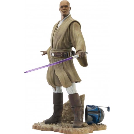 Figura de resina Star Wars Mace Vindu con sable púrpura