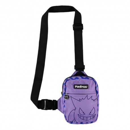 Sac bandoulière violet Pokémon Gengar avec sangles noires