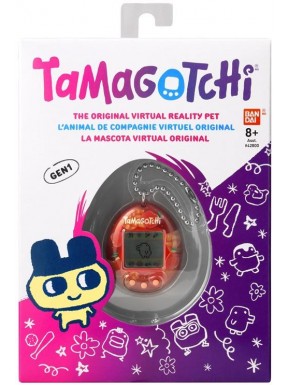 Tamagotchi vermelho com design de maçã e corrente