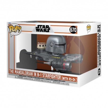 Funko Pop Mandalorien dans N-1 Starfighter en boîte
