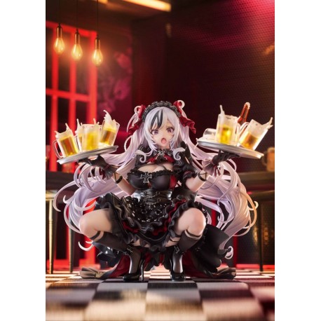 Estatua PVC 1/7 Elbe de Azur Lane con vestido negro y lazos rojos