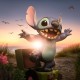 Estatua de Stitch a escala 1/10 sobre carrito