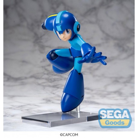 Estatua de Mega Man de 19 cm en PVC sobre base transparente