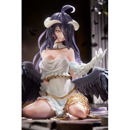 Estatua Albedo de Overlord con alas y vestido blanco