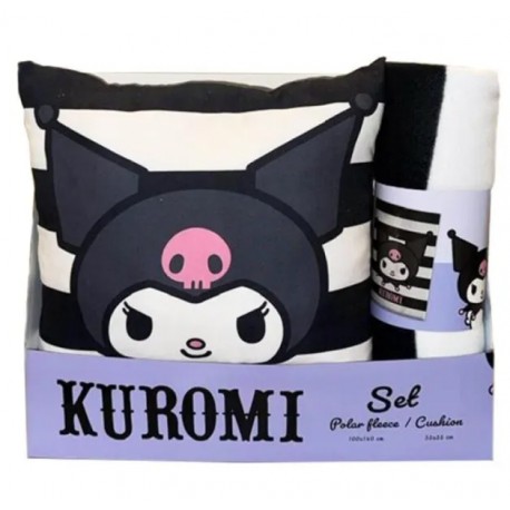 Ensemble couverture et coussin Kuromi Sanrio