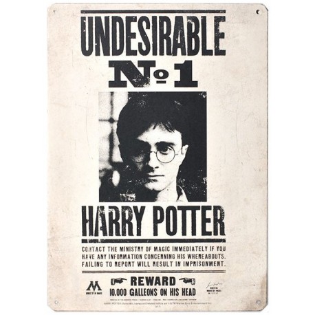 Placa Metal Undesirable Nº1 Harry Potter