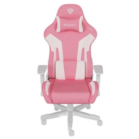 Silla gaming Genesis Nitro 710 rosa y blanca, diseño ergonómico