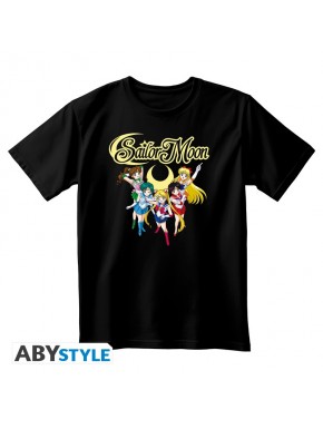 Camiseta negra unisex de Sailor Moon con Sailor Guardians