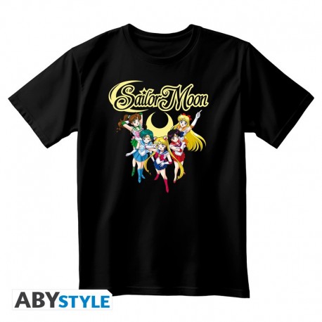 T-shirt noir unisexe de Sailor Moon avec Sailor Guardians