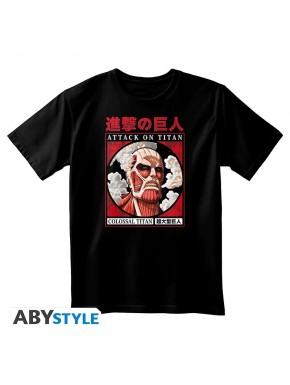 T-shirt noir unisexe Attack On Titan avec Titan colossal