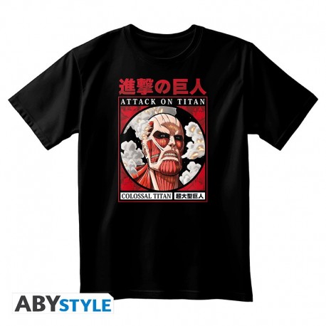 Camiseta negra unisex Attack On Titan con Colossal Titan