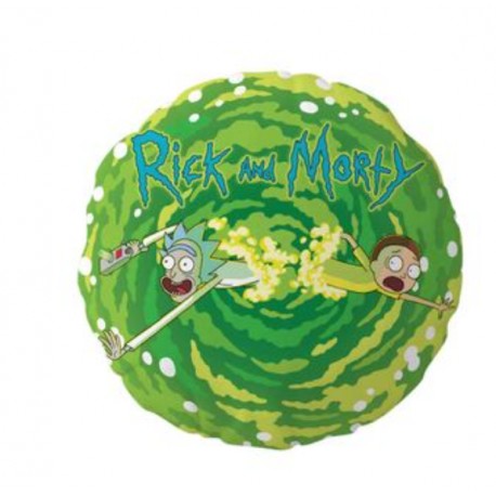 Almofada redonda de Rick e Morty com design de portal verde