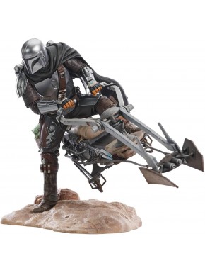 Figura Din Djarin 23 cm Star Wars en moto speeder