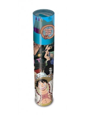 Tubo de lápices de colores One Piece Whole Cake Island con pósteres